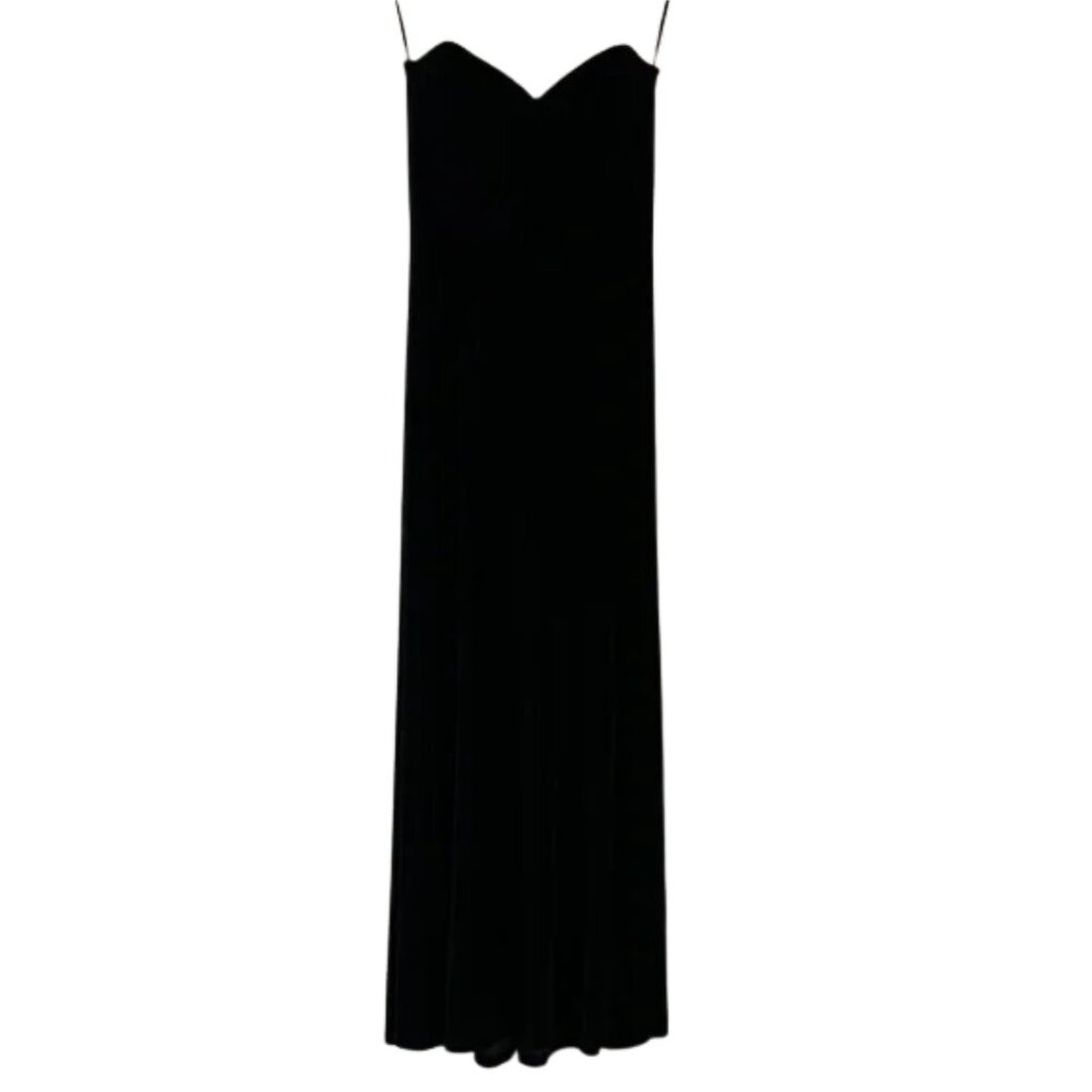 Black Strapless Velvet Gown Elegant Formal Evening Maxi Dress